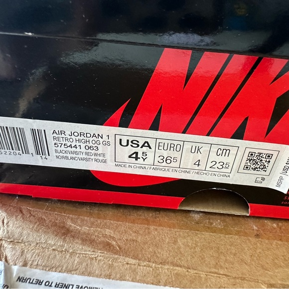 Nike Air Jordan 1 Retro High OG GS “Bred” Black and Red Patent - Picture 2 of 3